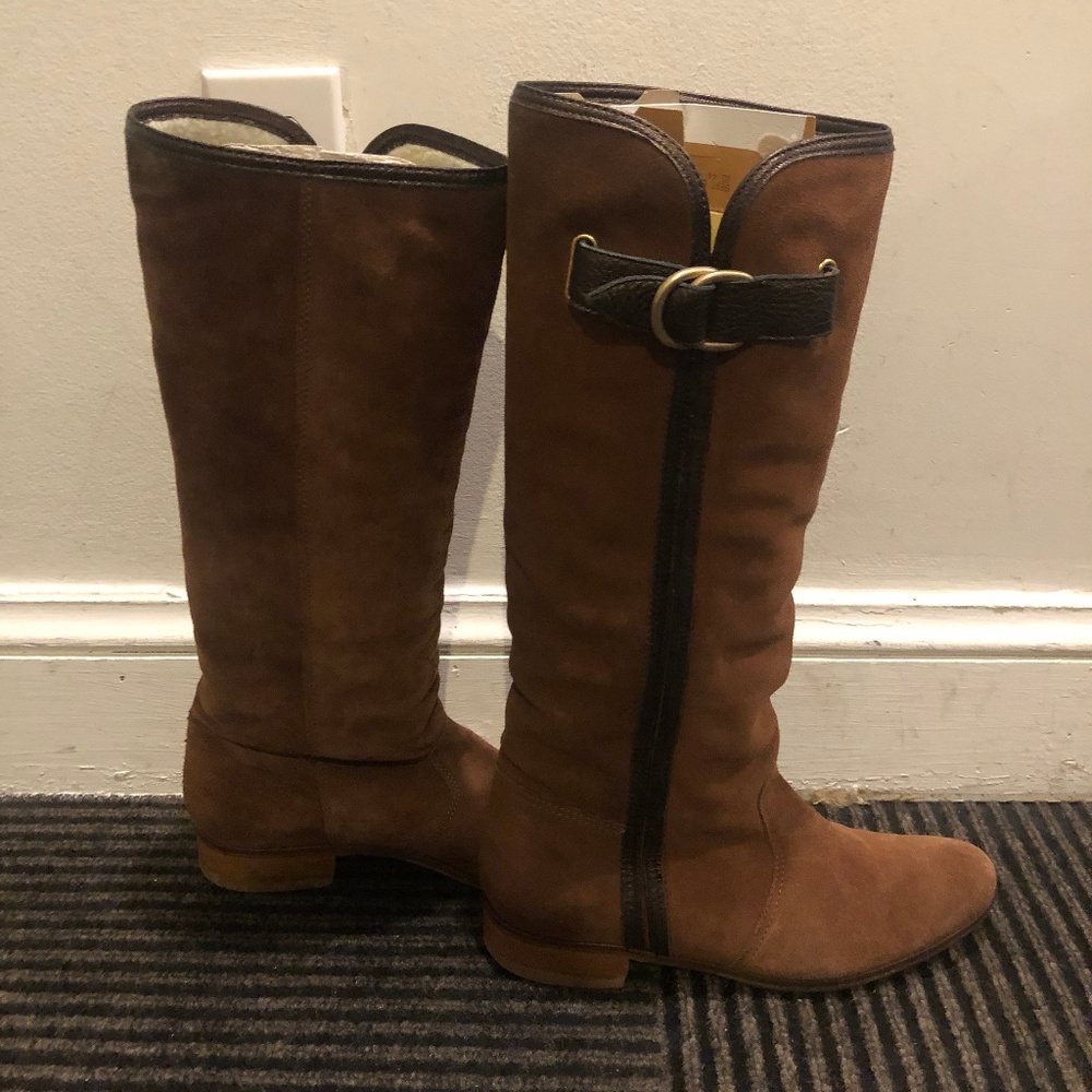 Daniel/Barbara Shearling Lined Suede Riding Boots